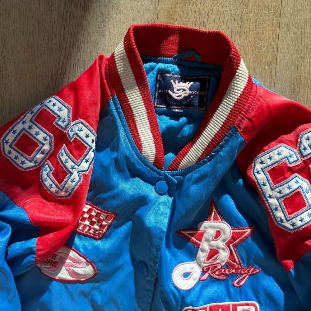 Blue and Red Bomber Racing Jacket